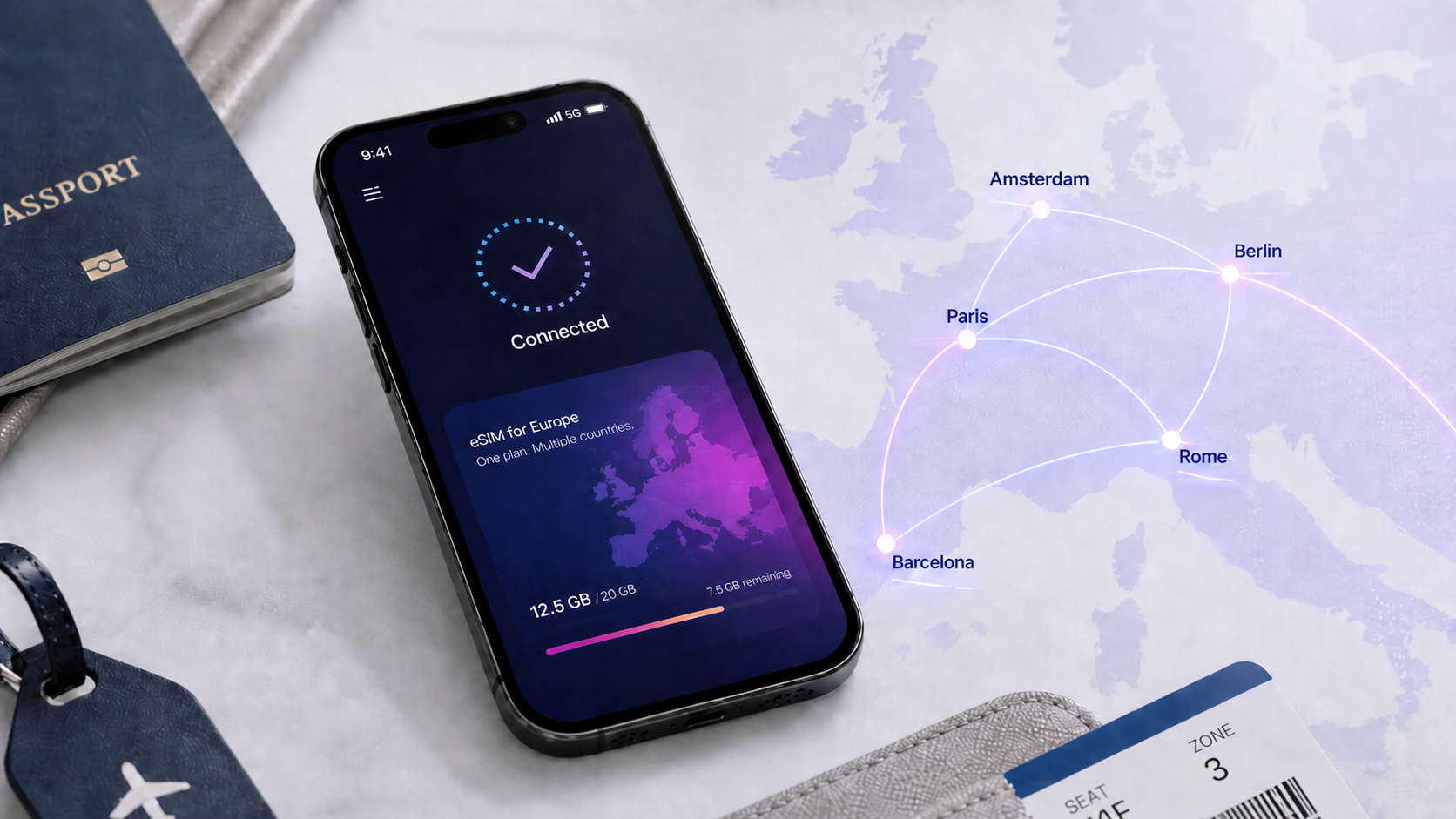 Best eSIM for Europe travel with one regional data plan for multiple countries using duasim